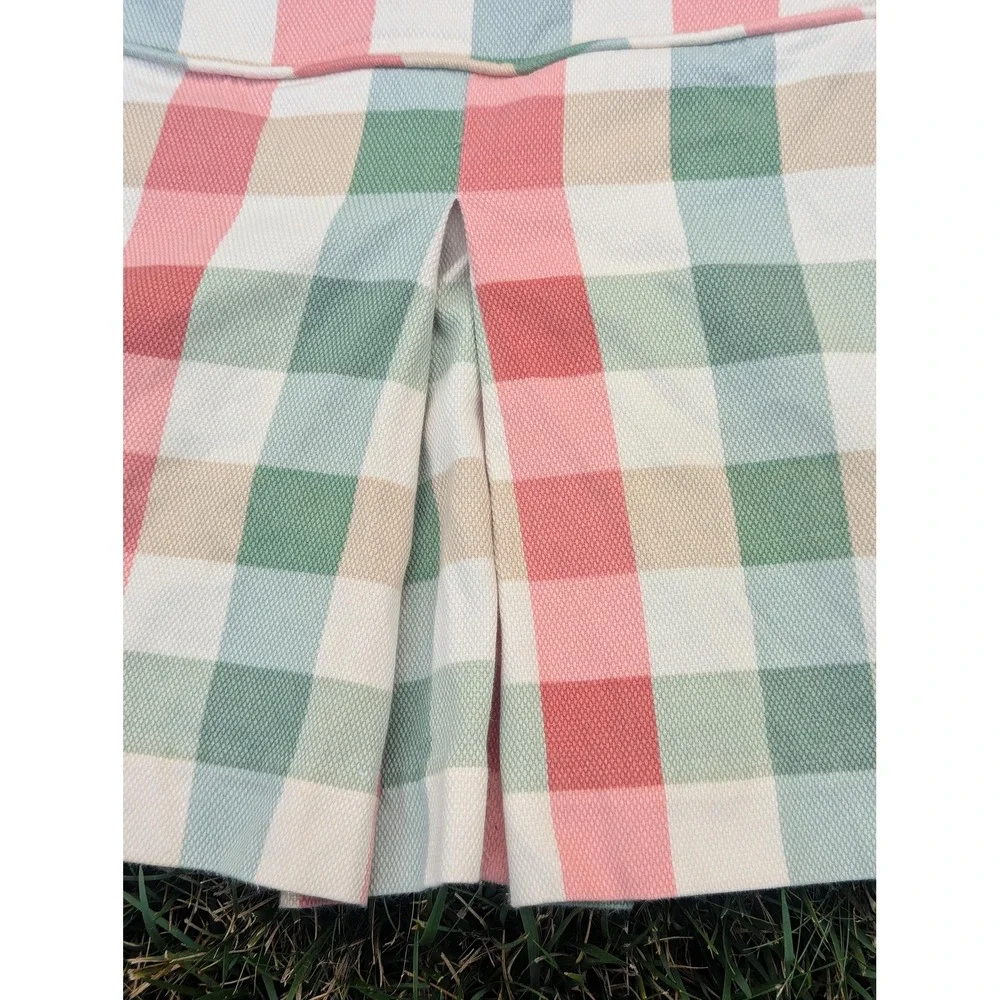Vintage California King Bed Skirt Heavyweight Plaid Tailored Pleated Dust Ruffle